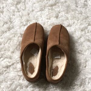 Suede UGG slide.